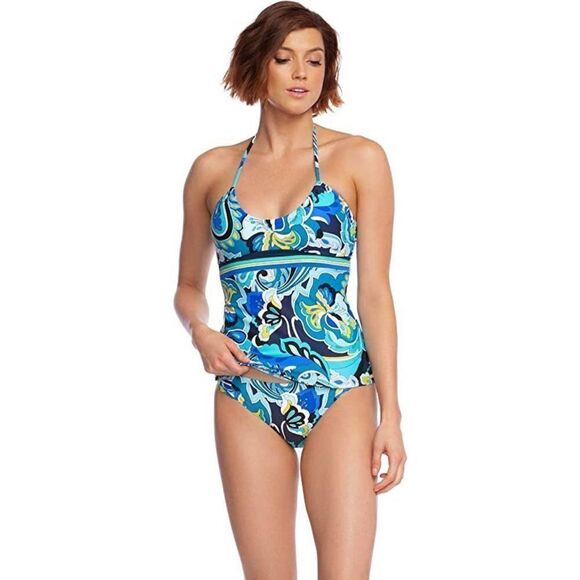 New. Trina Turk paisley swirl tankini set. Retails $168. Size 4 - Picture 4 of 7